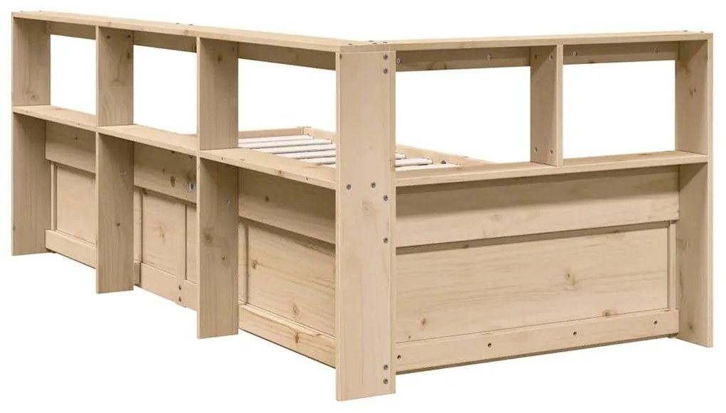 Cama com estante sem colchão 75x190 cm pinho maciço