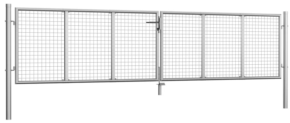 Portão de jardim em aço galvanizado 415x125 cm prateado
