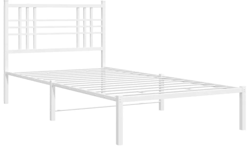 Estrutura de cama com cabeceira 90x190 cm metal branco
