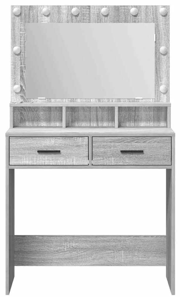 Mesa de Maquiagem vidaXL com Luzes LED Cinza Sonoma 79x41x135 cm