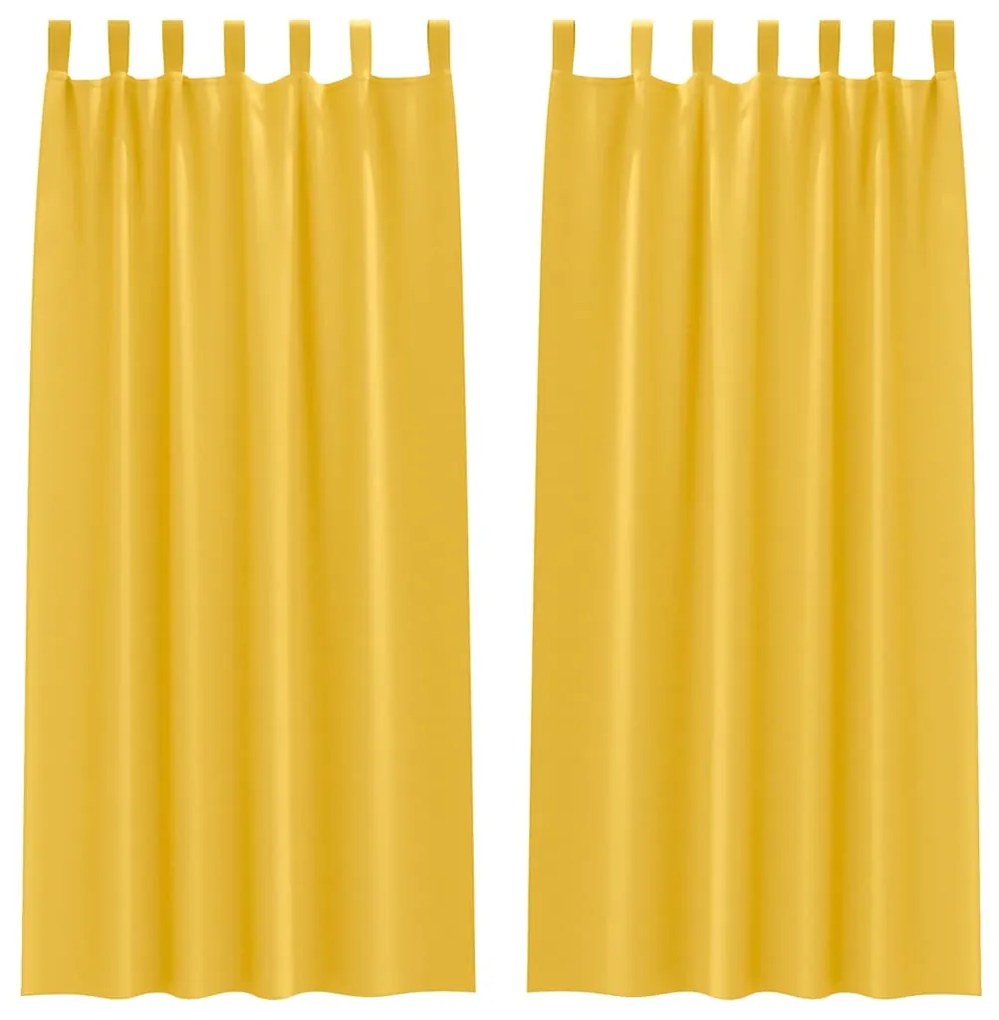 Cortinas 2 pcs amarelo mostarda 260 x 140 cm Poliéster