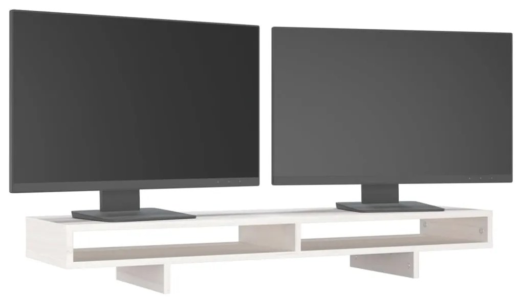 Suporte para monitor 100x27x14 cm madeira pinho maciça branco