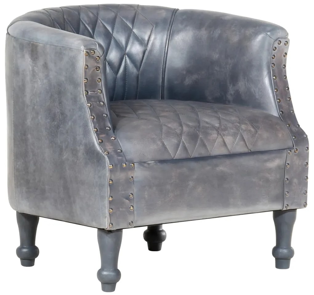 vidaXL Poltrona 62x58x65 cm couro genuíno cinzento