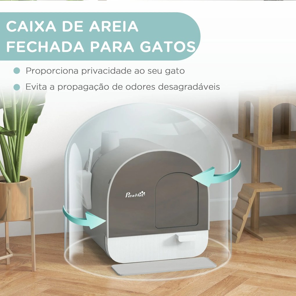 PawHut Caixa de Areia para Gatos Caixa de Areia Fechada para Gatos com