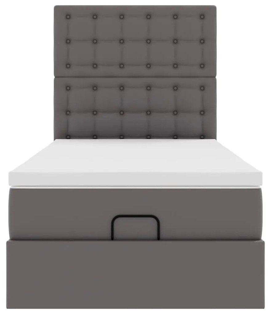 moldura de cama síriaXL otomana com colchão cinza 90x200cm couro falso
