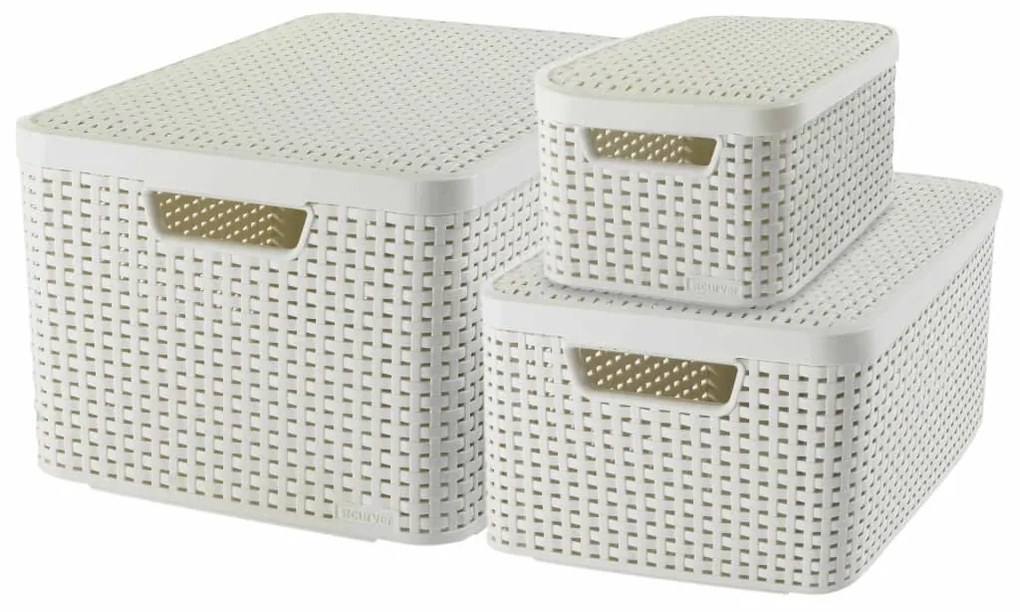 421844 Curver 421844  "Style" Storage Basket with Lid 3 pcs White 240652