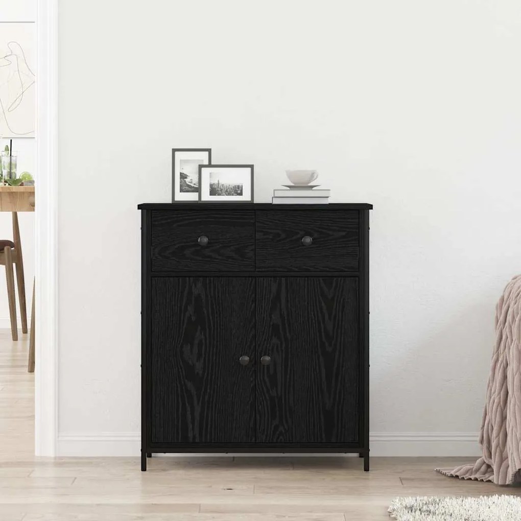 Buffet Preto em Madeira de Carvalho 70x30x80 cm em Madeira Engenharia