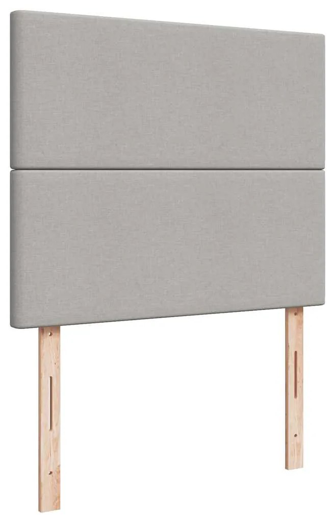Cama box spring c/ colchão e LED 120x190 cm tecido cinza-claro