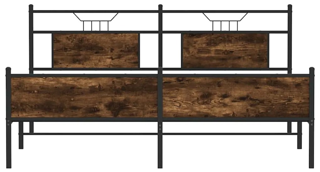 Estrutura de cama sem colchão 160x200 cm metal carvalho fumado