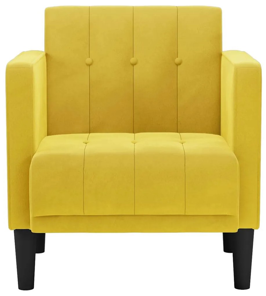 Poltrona com apoio de braços 53 cm veludo amarelo