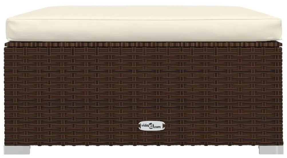 11 pcs conjunto lounge de jardim c/ almofadões vime PE castanho