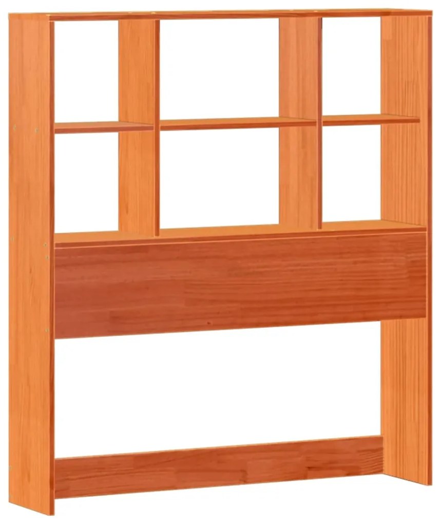 Cama com estante sem colchão 90x200cm pinho maciço castanho-mel