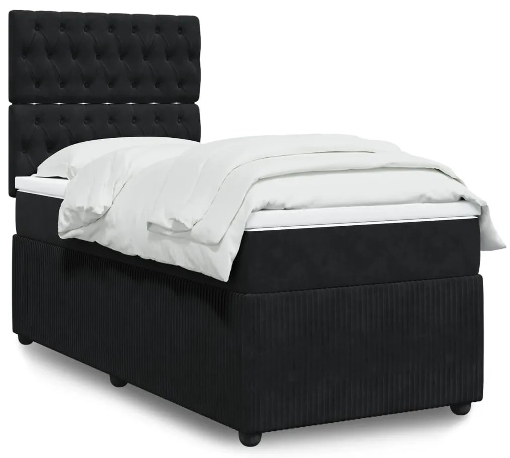 Cama com molas/colchão 80x200 cm veludo preto
