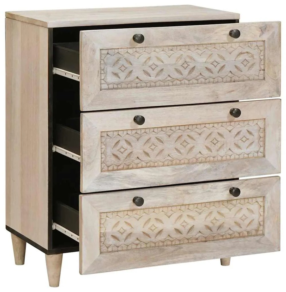 vidaXL Buffet Branco 60 x 33 x 75 cm Madeira de mangueira maciça