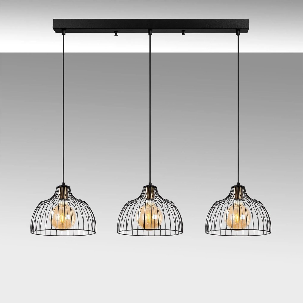 Candeeiro Suspenso Kozan – Preto Antigo – 101 x 28 x 46-126 cm