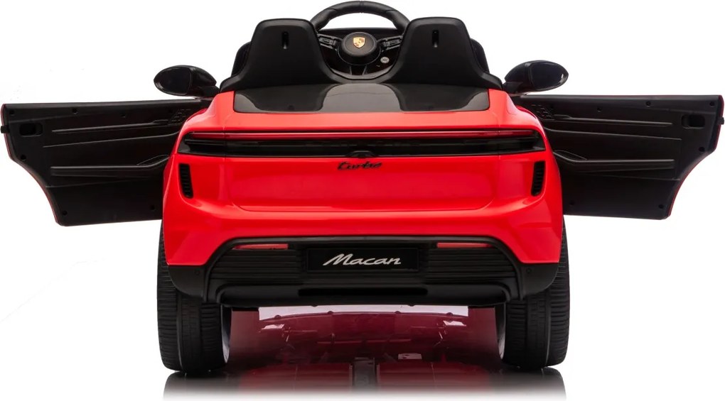 Carro elétrico para Crianças 2 a 6 anos 12V 4x4 Porsche Macan, Rodas de espuma EVA, Controle remoto Vermelho
