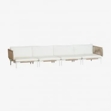 Conjunto De Jardim Com Sofá Modular De 4 Peças Com 2 Módulos De Canto Em Aço Roubly Beige De Amêndoa - Sklum