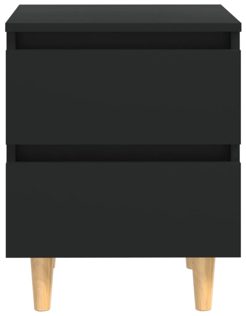 Mesas de cabeceira 2 pcs c/ pernas de pinho 40x35x50 cm preto
