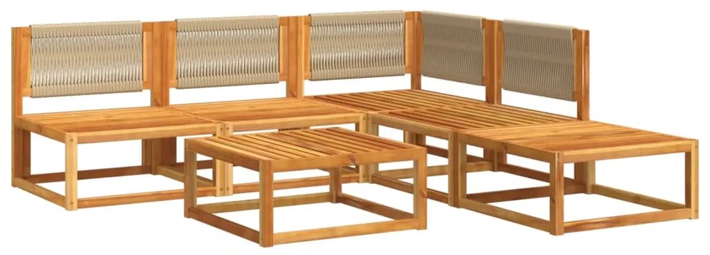 6 pcs conjunto de sofás de jardim com almofadões acácia maciça