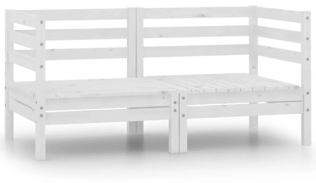 vidaXL Sofás de canto para jardim 2 pcs madeira de pinho maciça branco