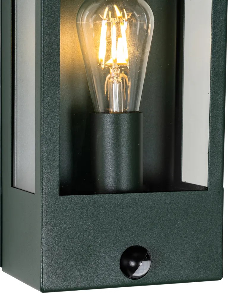 Candeeiro de parede exterior verde escuro com sensor de movimento IP44 - Rotterdam