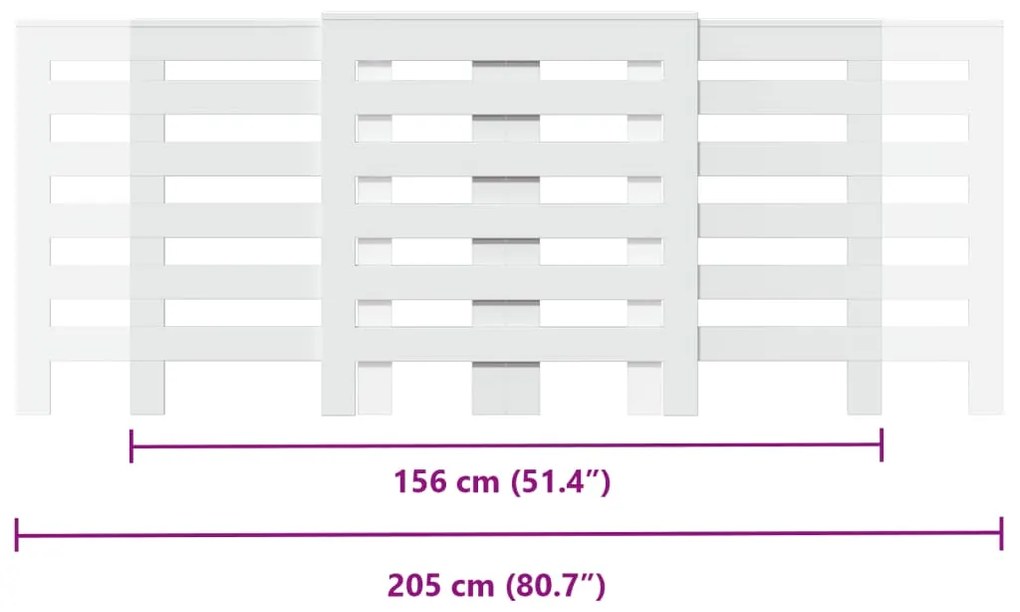 Cobertura de radiador 205x21,5x83,5 cm derivados madeira branco