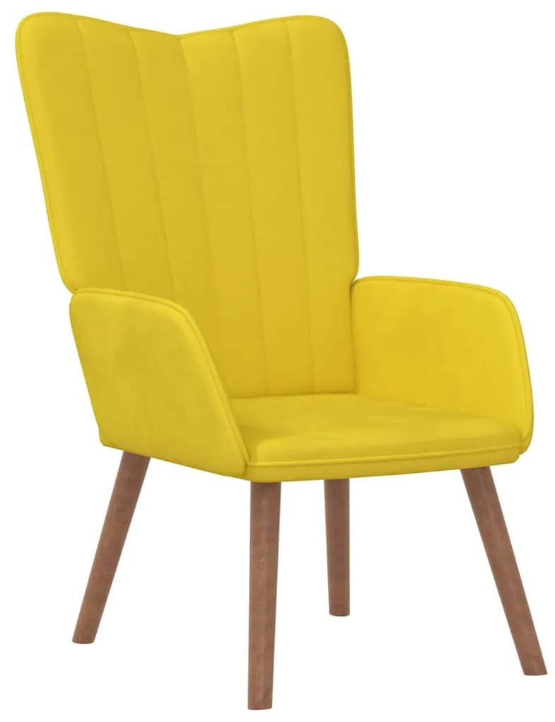 Cadeira de descanso com banco veludo amarelo mostarda