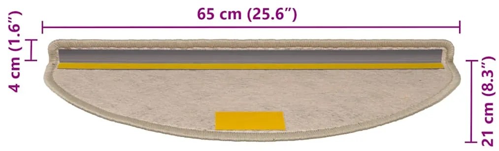 Tapetes escada adesivos aspeto sisal 30pcs 65x21x4 bege-escuro