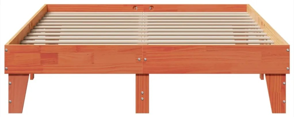 Cama sem colchão 140x200 cm madeira pinho maciça castanho-mel