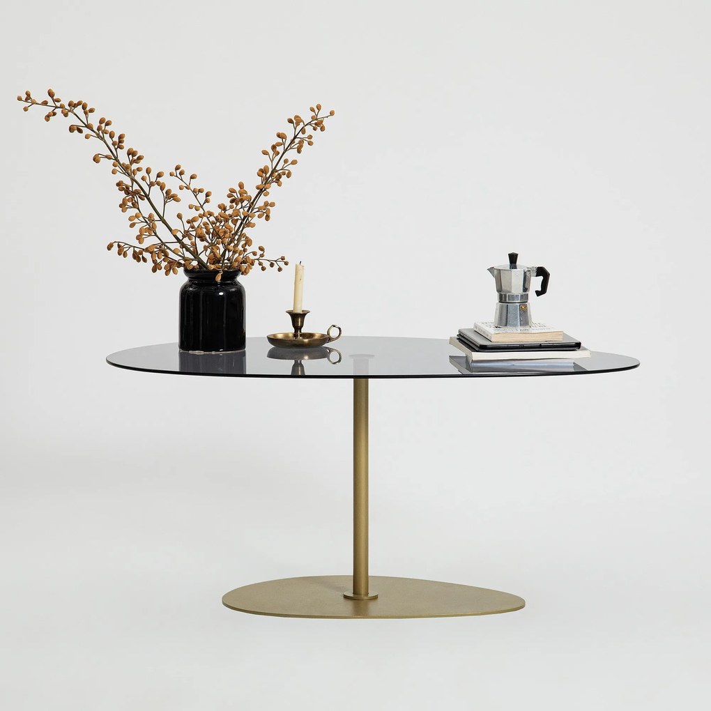 Mesa de Centro Porto – Cinzento Escuro e Dourado – 90 x 40 x 60 cm