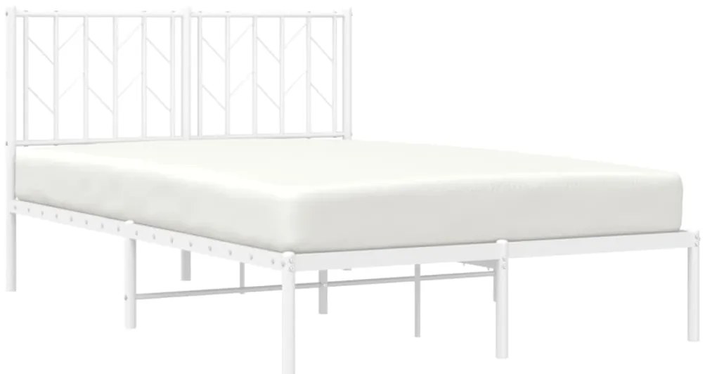 Estrutura de cama com cabeceira 120x190 cm metal branco