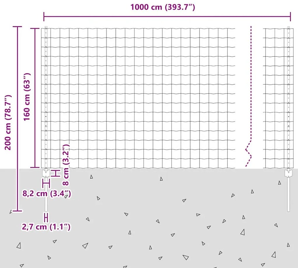 Cerca Euro com 5 Postes Verde 1,6x10 m Aço