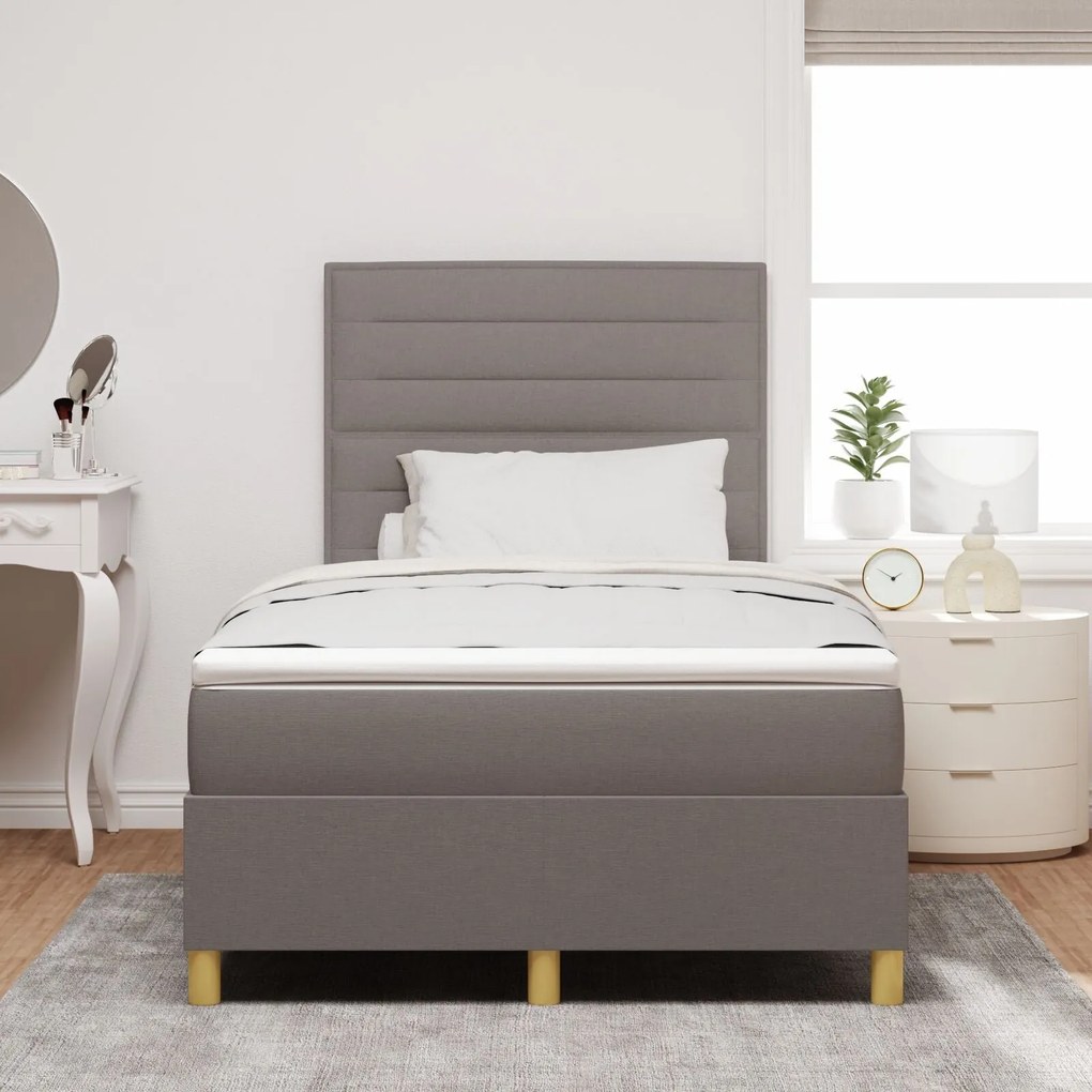 Cama Box Spring com Colchão e LED Taupe 120x200 cm Tecido