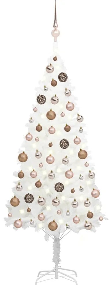 vidaXL Árvore Natal artificial pré-iluminada c/ bolas 180 cm branco