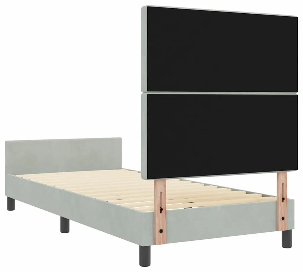 Cama vidaXL Cinza Claro 100x200 cm Veludo