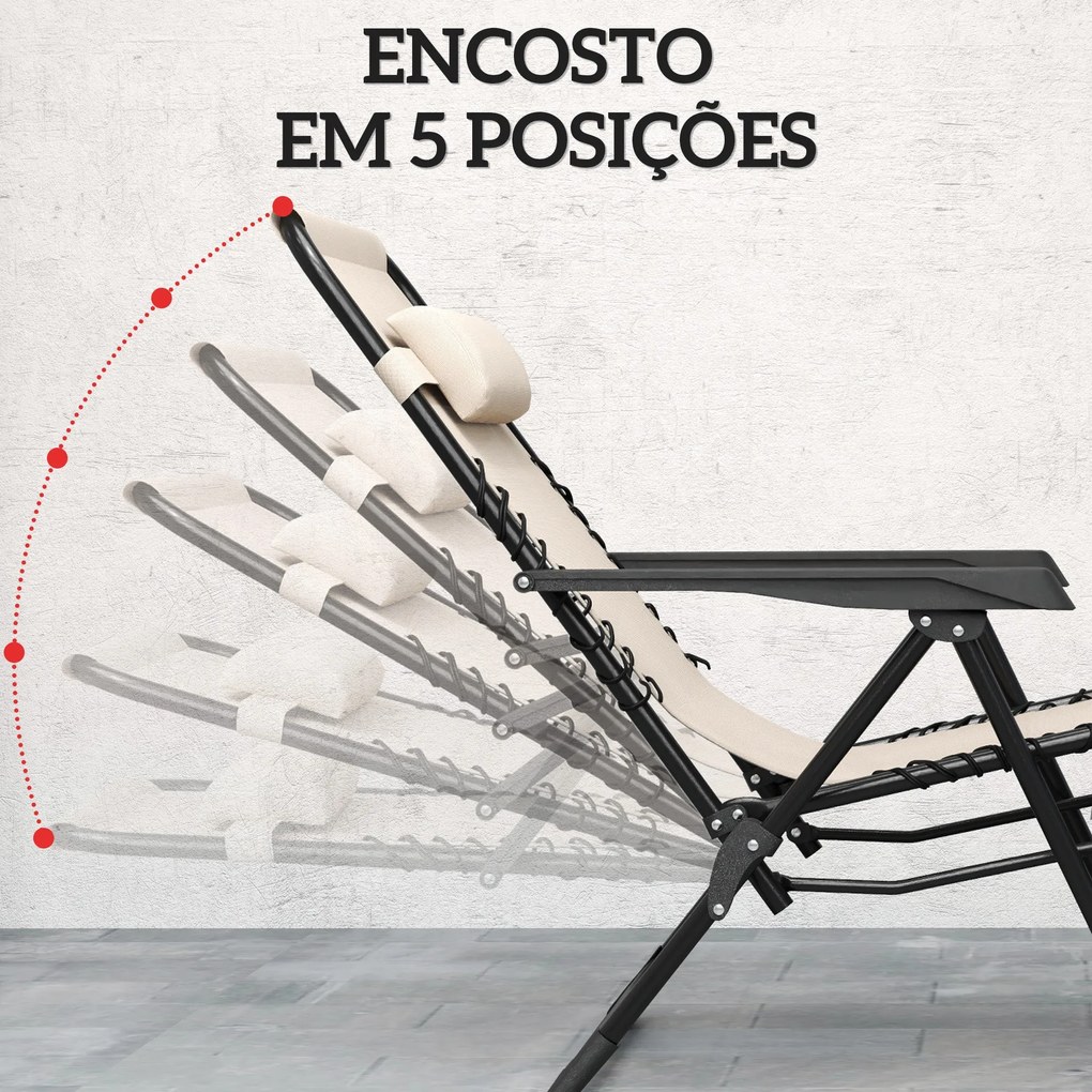 Conjunto de 2 Espreguiçadeiras Jardim Dobráveis com Mesa Auxiliar Port