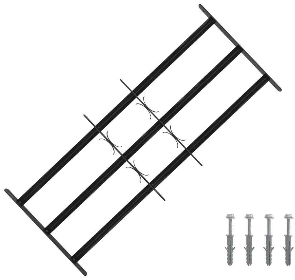 vidaXL Grelha de Janela Preto 116 x 45 cm Aço revestido a pó