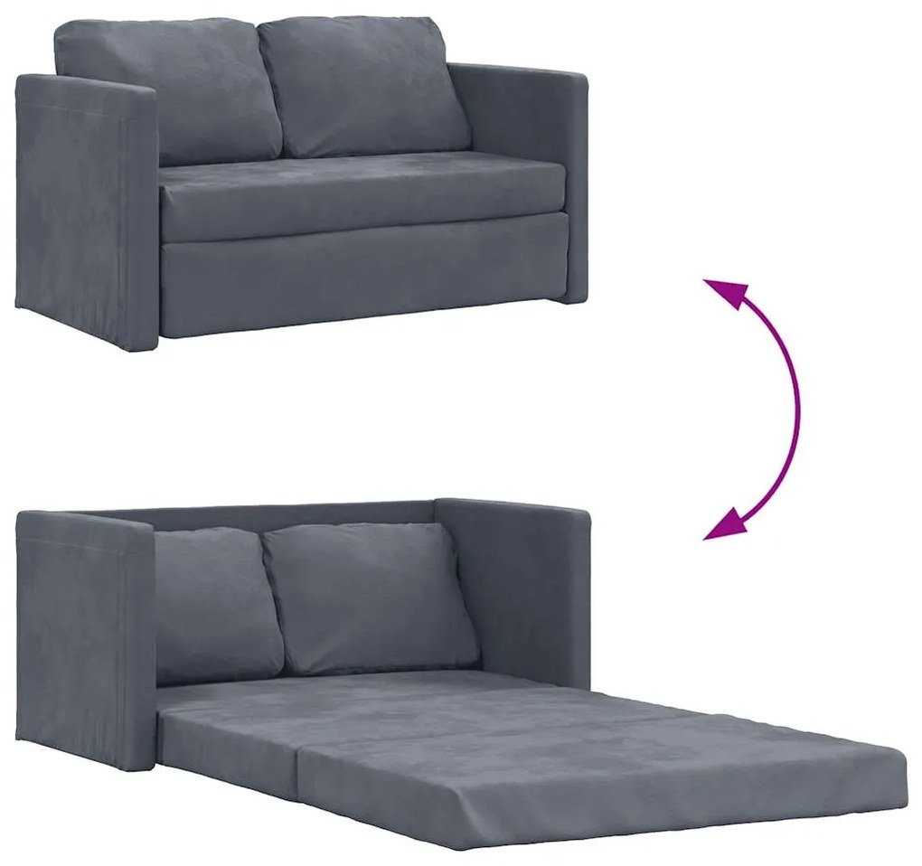 Sofá-cama sem pés 122x204x55 cm veludo cinzento-escuro