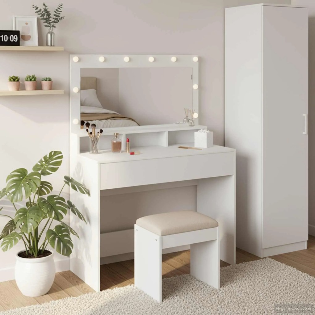 vidaXL Mesa de vestir Branco 100 x 41 x 135 cm Madeira processada