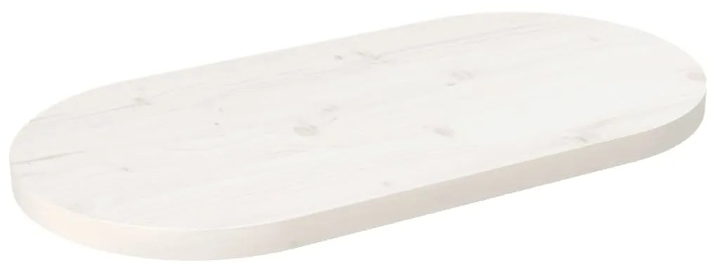 vidaXL Tampo de mesa oval 80x40x2,5 cm pinho maciço branco