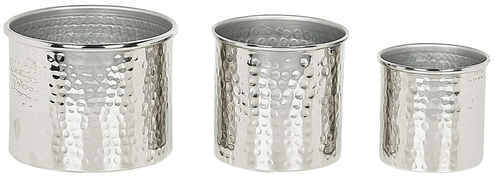 Conjunto de 3 recipientes decorativos prateados ALEXANDRIA Beliani