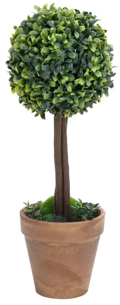 Plantas bolas de buxo artificiais c/ vasos 2 pcs 56 cm verde