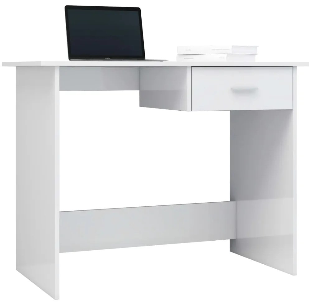 Secretária 100x50x76 cm contraplacado branco brilhante