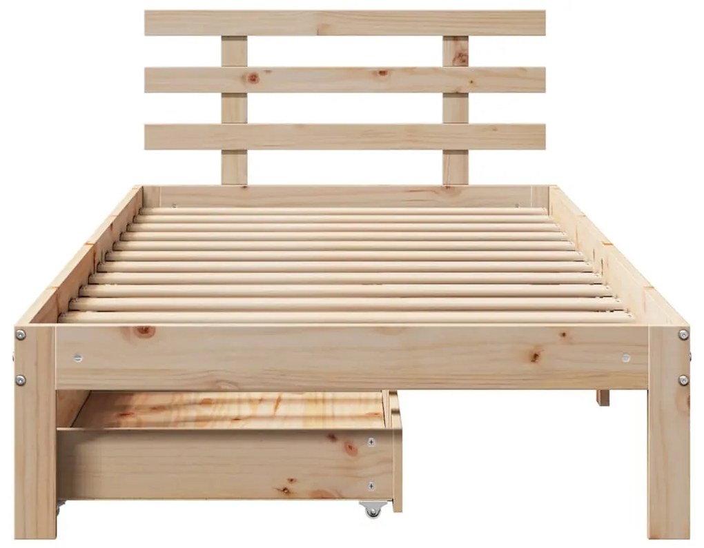 Estrutura de cama c/ gavetas 100x200 cm madeira de pinho maciça