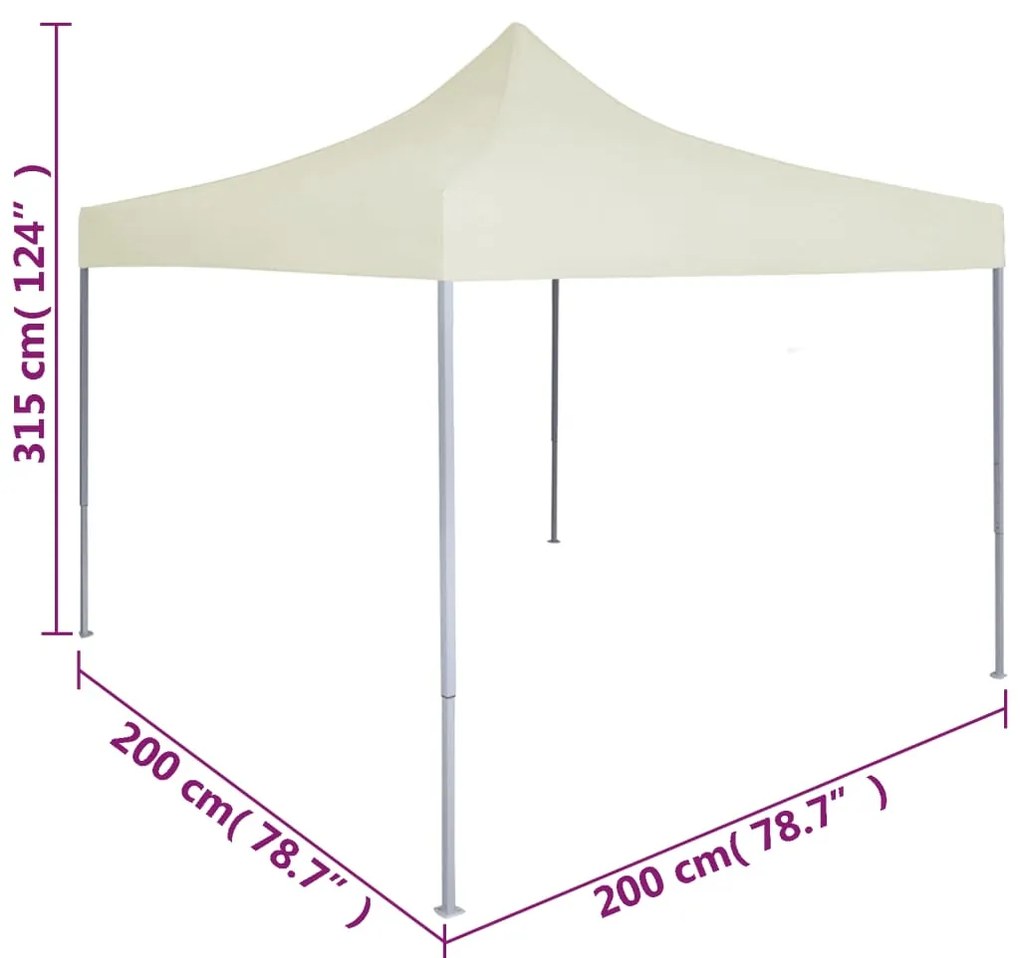 Tenda dobrável profissional para festas 2x2 m aço creme