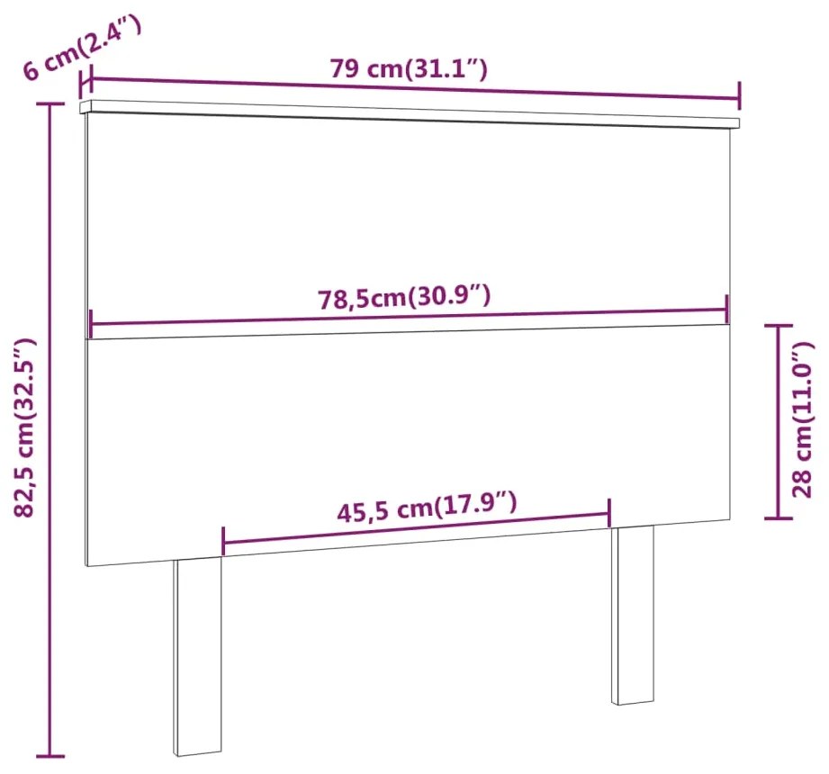 Cabeceira de cama 79x6x82,5 cm pinho maciço cinzento