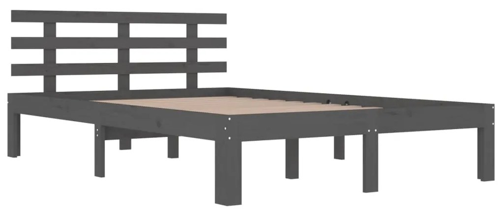 Estrutura de cama king 150x200 cm madeira maciça cinza