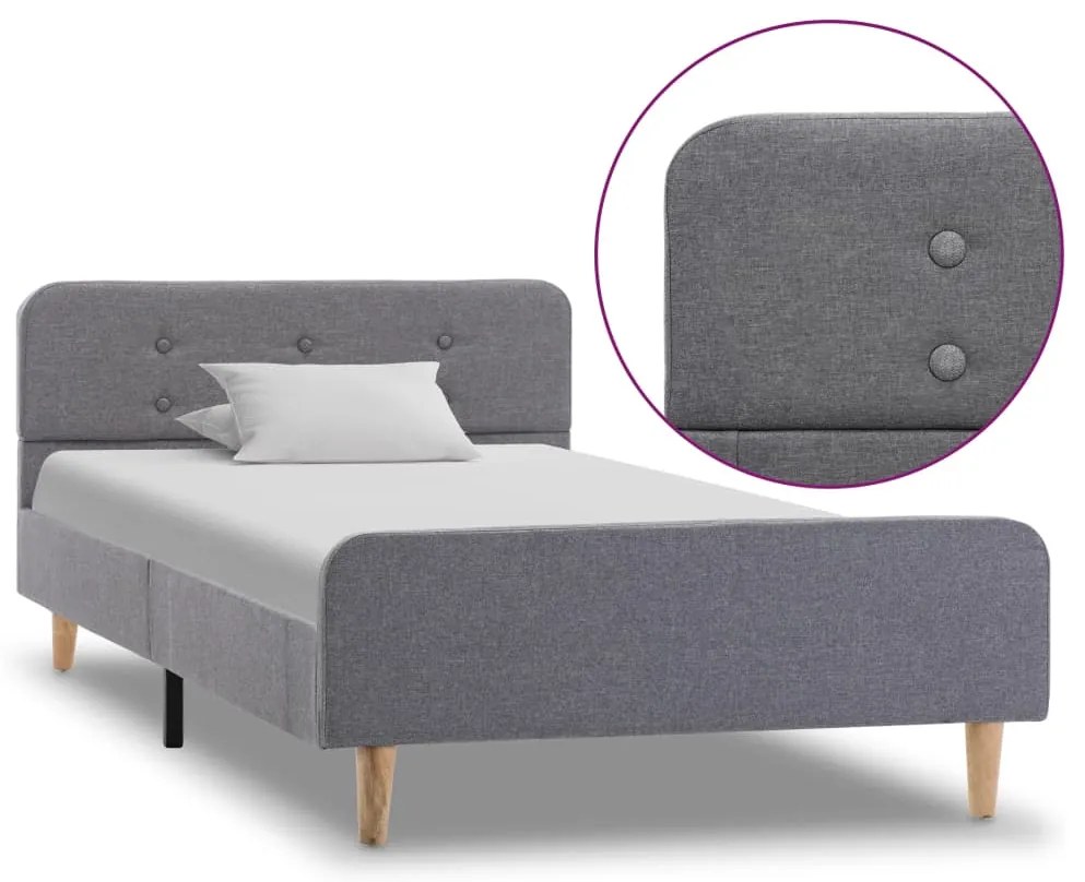 Estrutura de cama em tecido 100x200 cm cinzento-claro