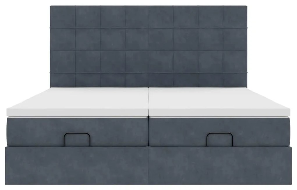 Estrutura cama otomana colchões 180x200 cm cinzento escuro