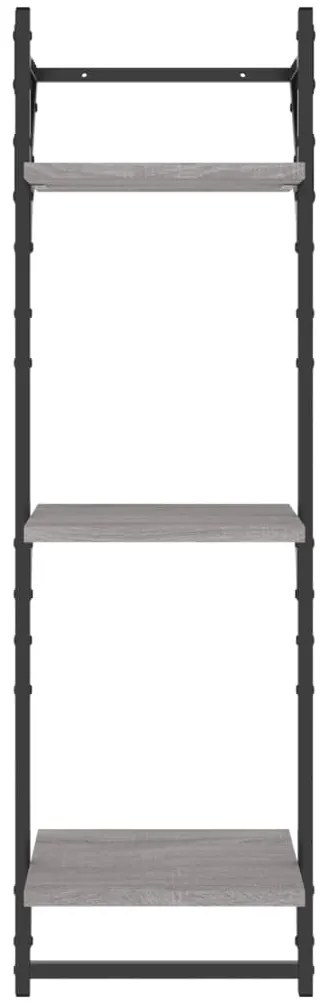 Estante 3 prateleiras c/ barras 2pcs 30x25x100 cm cinza sonoma